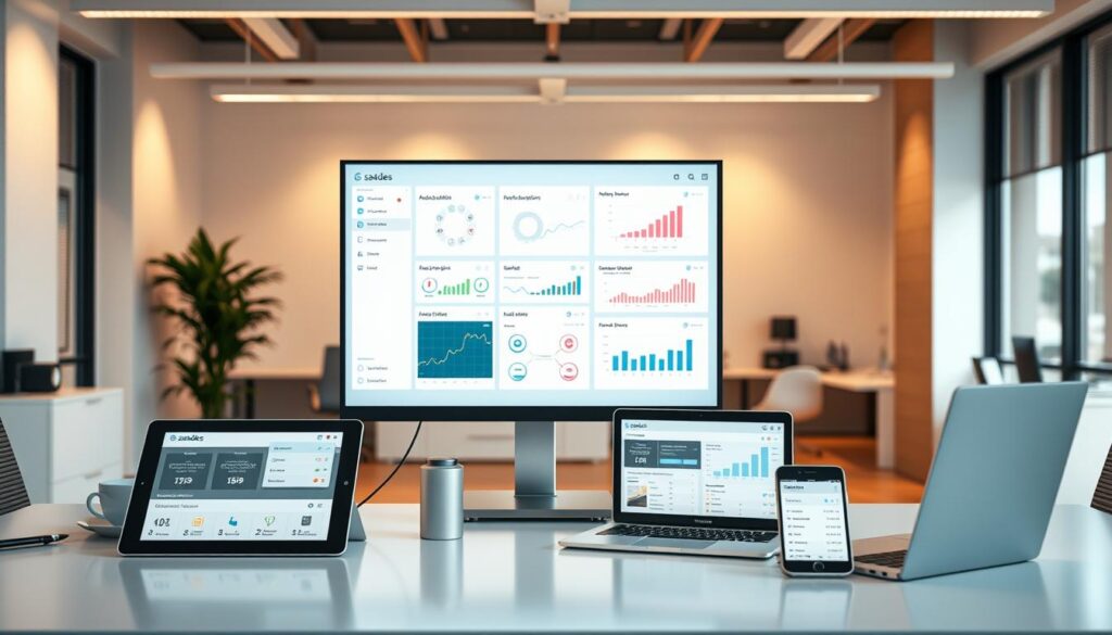 A clean, modern office workspace with efficient automation tools prominently displayed. In the foreground, various devices and software applications from the sa4des brand, including a tablet, laptop, and smartphone, all seamlessly integrated. The middle ground features a large, high-resolution monitor showcasing intuitive automation dashboards and analytics. The background depicts a minimalist, well-lit environment with sleek furniture and office accessories, conveying a sense of productivity and innovation. Warm, indirect lighting illuminates the scene, creating a professional and inviting atmosphere. A clean, modern office workspace with efficient automation tools prominently displayed. In the foreground, various devices and software applications from the sa4des brand, including a tablet, laptop, and smartphone, all seamlessly integrated. The middle ground features a large, high-resolution monitor showcasing intuitive automation dashboards and analytics. The background depicts a minimalist, well-lit environment with sleek furniture and office accessories, conveying a sense of productivity and innovation. Warm, indirect lighting illuminates the scene, creating a professional and inviting atmosphere.